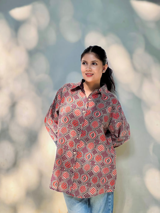 Authentic Ajrakh Cotton Short Shirt