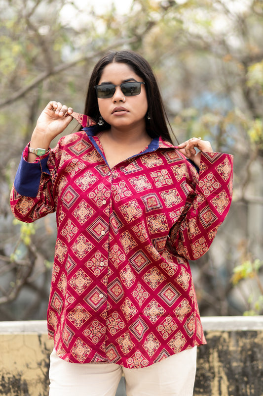 Authentic Ajrakh Cotton Short Shirt