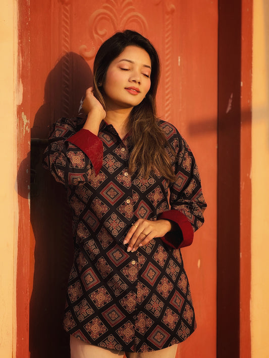 Authentic Ajrakh Cotton Short Shirt