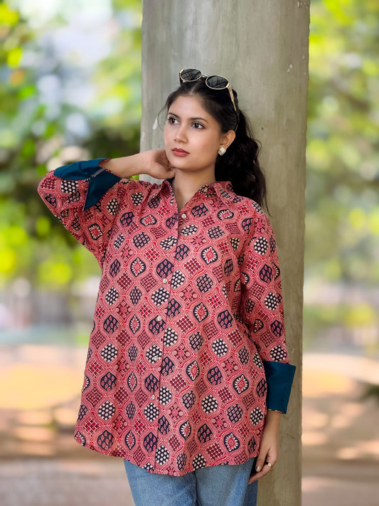 Authentic Ajrakh Cotton Short Shirt
