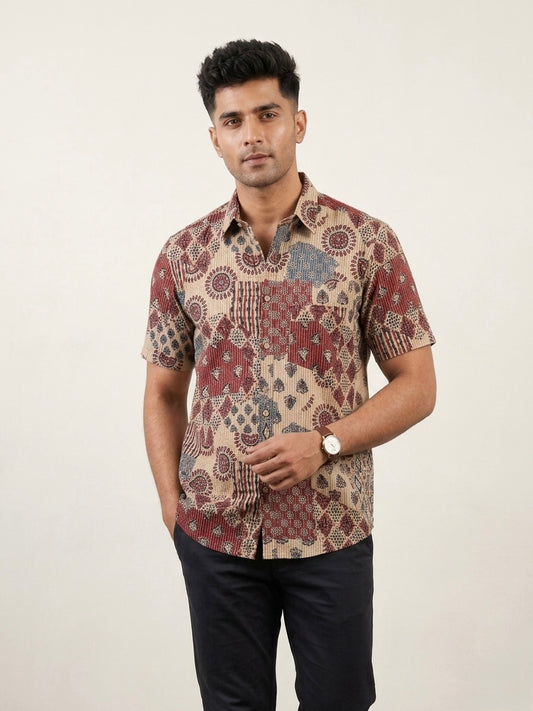 Ajrakh Cotton Half Sleeve Shirt